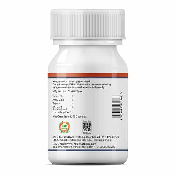 Inlife Neuro Nerve Care Health Supplement - Ashwagandha Turmeric Arjuna 500 Mg - 60 Veg Capsules