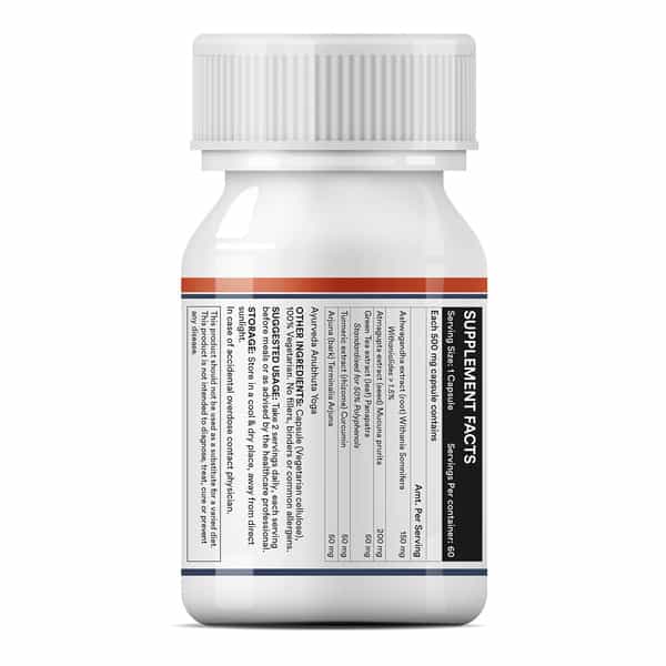 Inlife Neuro Nerve Care Health Supplement - Ashwagandha Turmeric Arjuna 500 Mg - 60 Veg Capsules