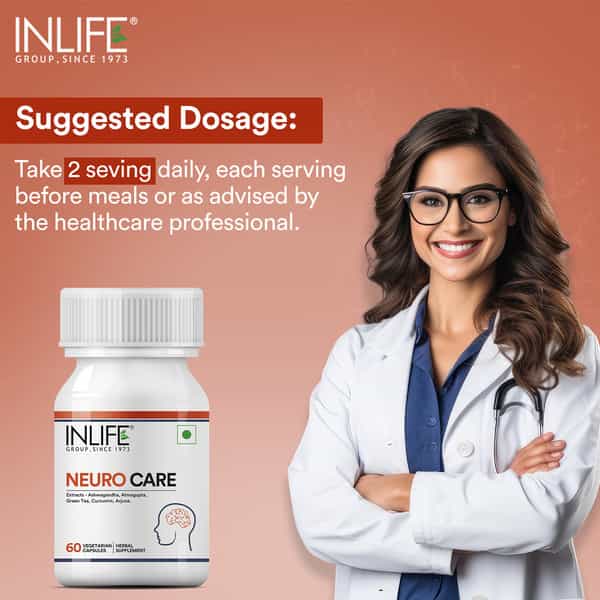 Inlife Neuro Nerve Care Health Supplement - Ashwagandha Turmeric Arjuna 500 Mg - 60 Veg Capsules