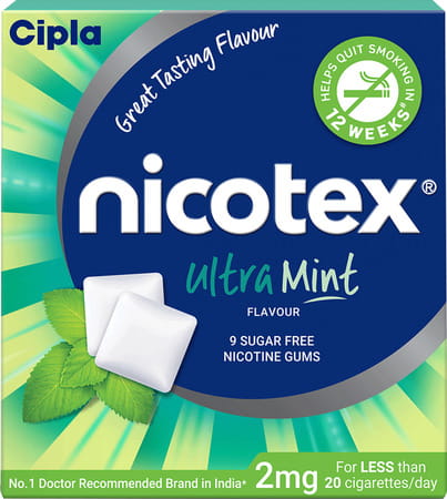 Nicotex 2mg Ultra Mint Flavour Sugar Free Strip Of 9 Nicotine Gums