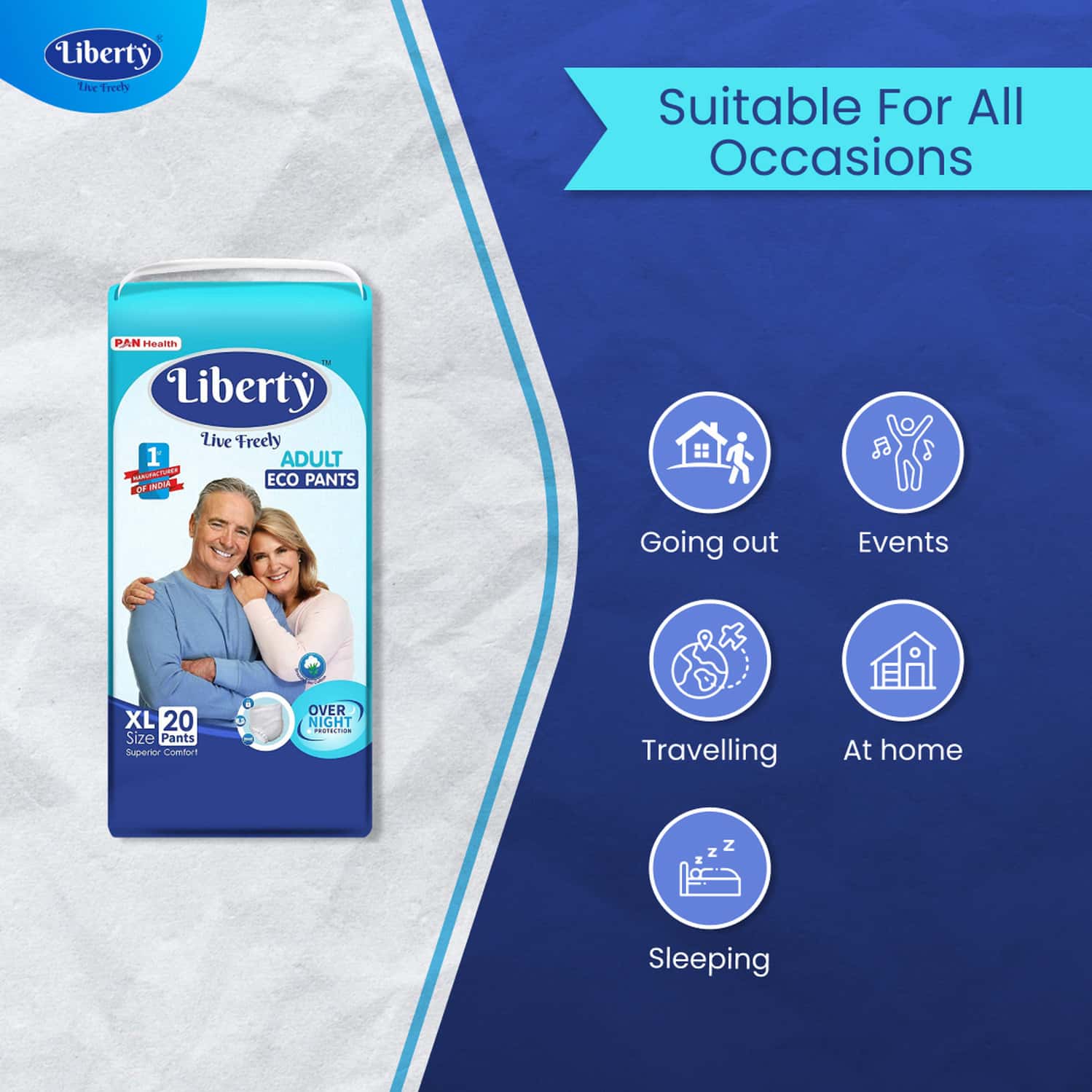 Buy LIBERTY ECO ADULT DIAPER PANTS EXTRA LARGE (XL) 20 COUNT WAIST SIZE