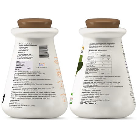 Myfitfuel Green Tea Extract (90% Polyphenols, 42.5% Egcg) With Piperine 95%, (600mg), 180 Capsules