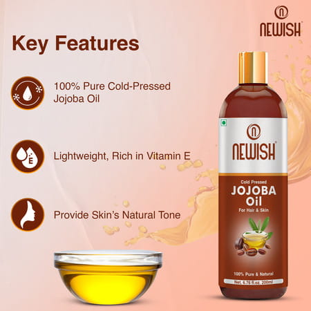 Newish Cold Pressed Jojoba Oil For Skin & Hair Growth - Virgin & Unrefined 200ml