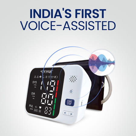 Stergic Ignis Blood Pressure Monitoring Device | Large Lcd Display | With Voice Announcement