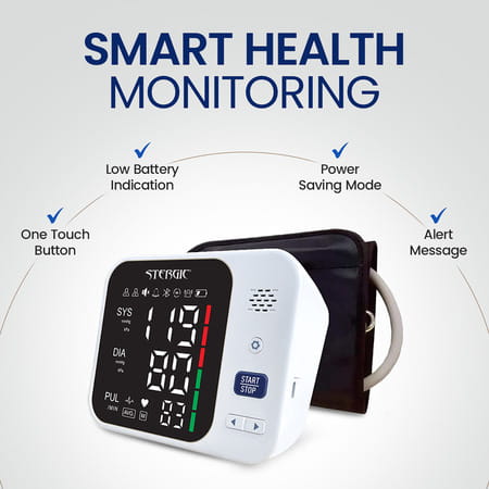 Stergic Ignis Blood Pressure Monitoring Device | Large Lcd Display | With Voice Announcement