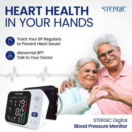 Stergic Ignis Blood Pressure Monitoring Device | Large Lcd Display | With Voice Announcement