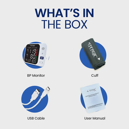 Stergic Ignis Blood Pressure Monitoring Device | Large Lcd Display | With Voice Announcement