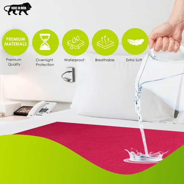 Beebaby Ultradry Waterproof Baby Bed Protector / Dry Sheet Large Size -140 X 100 Cm - (Dark Red)