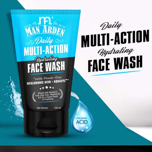 Man Arden Daily Multi-Action Daily Hydrating Face Wash 100Ml For Dry Skin Aquaxyl 100 Ml