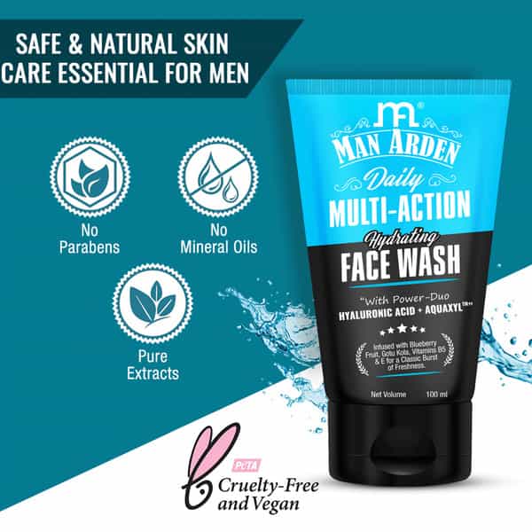 Man Arden Daily Multi-Action Daily Hydrating Face Wash 100Ml For Dry Skin Aquaxyl 100 Ml