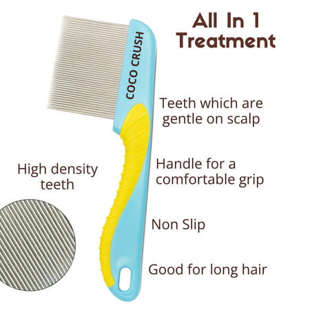 Coco Crush Lice & Nits Removal Long-Handle Comb | Close-Set Teeth | Gentle | Precise Tooth Design