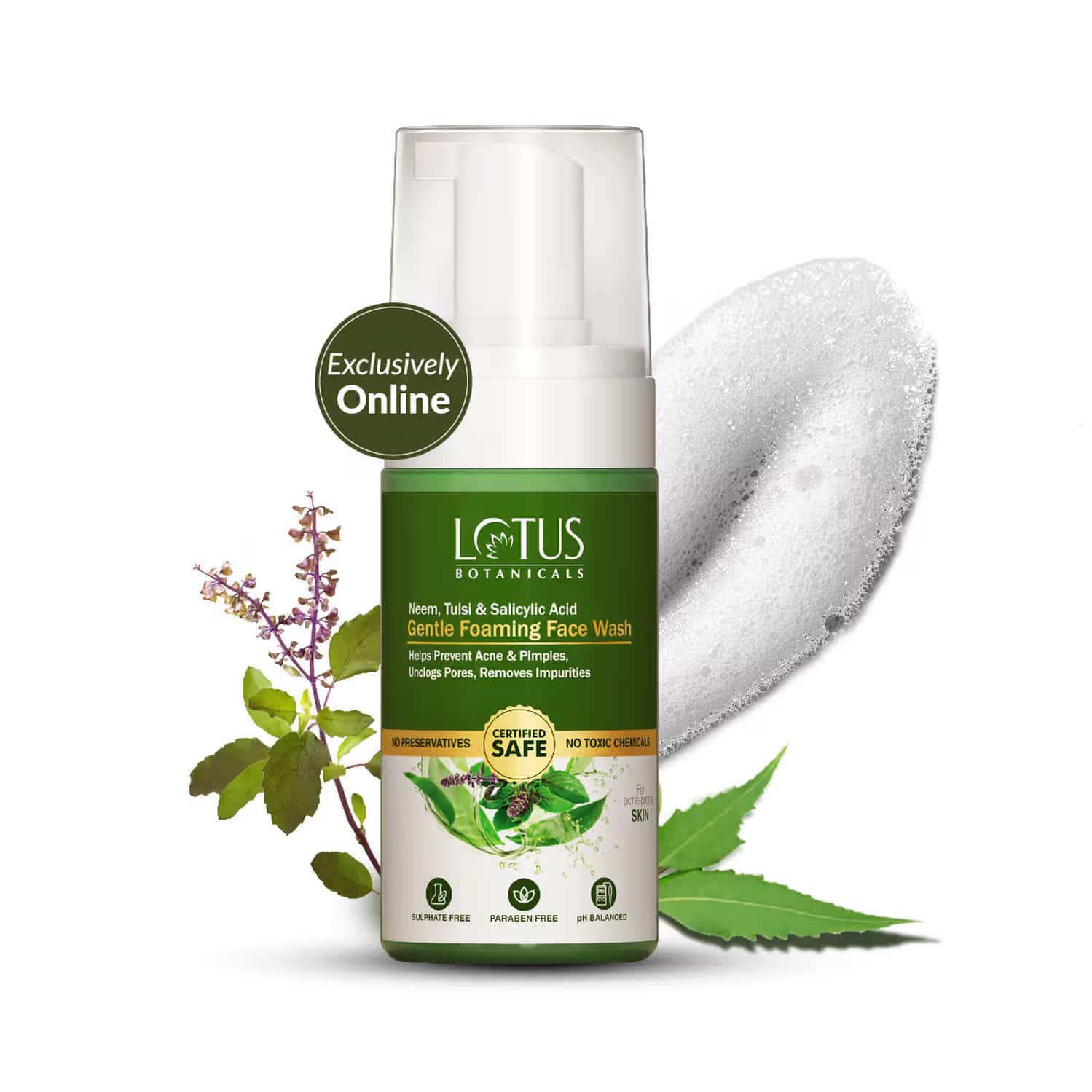 Lotus Botanicals Neem | Tulsi & Salicylic Acid Gentle Foaming Face Wash 120ml