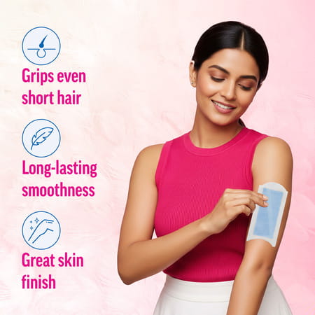 Veet Professional Waxing Strips Kit For Sensitive Skin | Almond Oil & Cornflower Scent 20 Strips