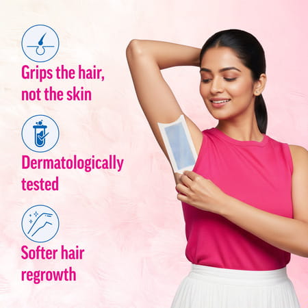 Veet Professional Waxing Strips Kit For Sensitive Skin | Almond Oil & Cornflower Scent 20 Strips