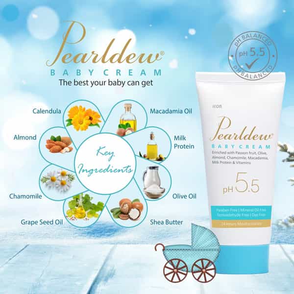 Pearldew Baby Cream 50 Gm | With Calendula & Milk Protein | Paraben Free (Pack Of 4)