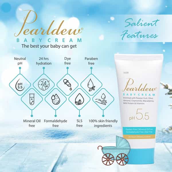 Pearldew Baby Cream 50 Gm | With Calendula & Milk Protein | Paraben Free (Pack Of 4)