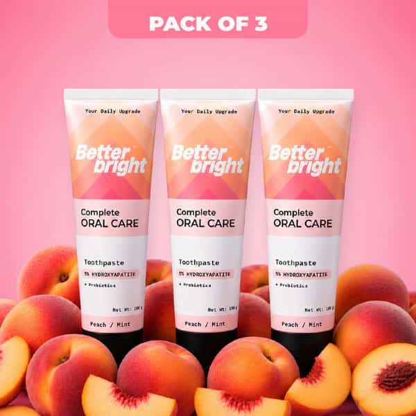 Peach Mint Teeth Whitening| Toothpaste For Sensitivity & Cavity| 5% Hap + Nhap| Sls Free| 3 X 100G
