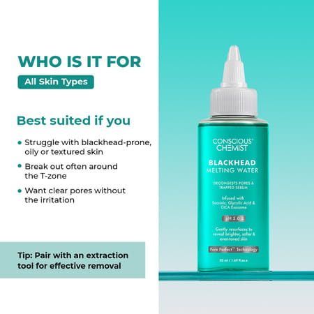 Conscious Chemist Blackhead Melting Water | 50Ml Pore Toner With Glycolic & Succinic Acid