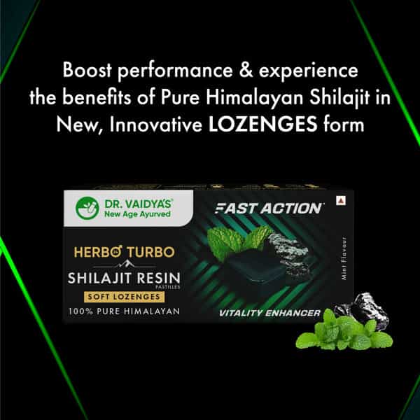 Dr. Vaidya's Herbo24turbo Shilajit Resin Lozenges (Pastilles) | Mint Flavour | 30N (Pack Of 3)