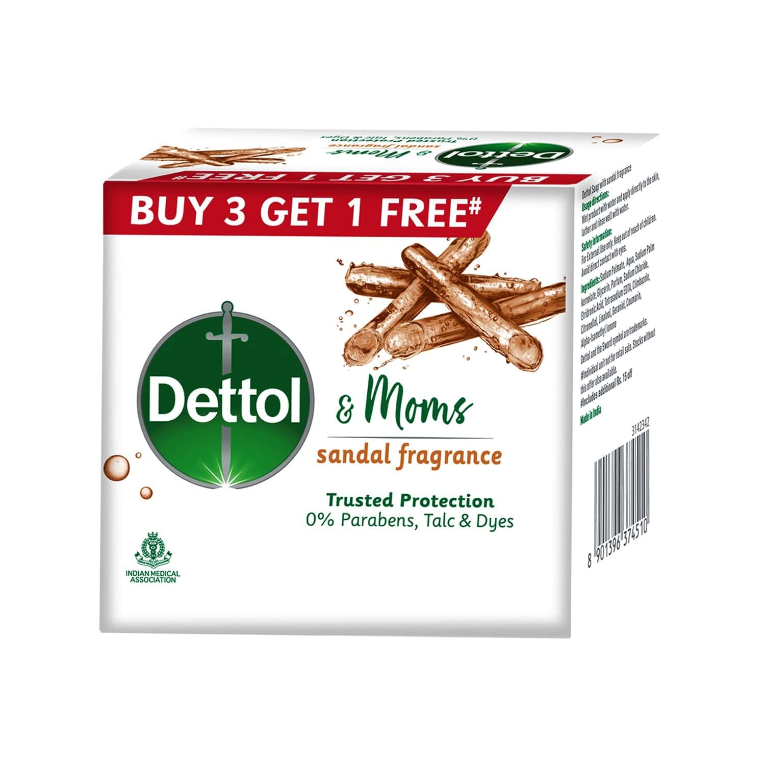 Buy Dettol & Moms Bathing Soap Sandal 75gm ( Buy 3 Get 1 ) Online