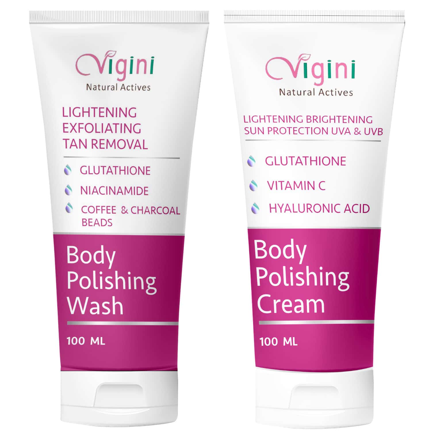 Vigini Coffee Scrub Exfoliating Dead Skin Remover Body Wash & Lightening Brightening Cream 200ml