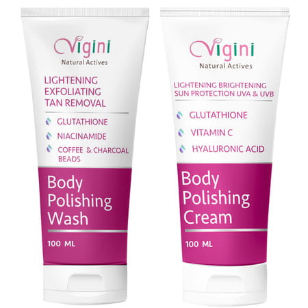 Vigini Coffee Scrub Exfoliating Dead Skin Remover Body Wash & Lightening Brightening Cream 200ml