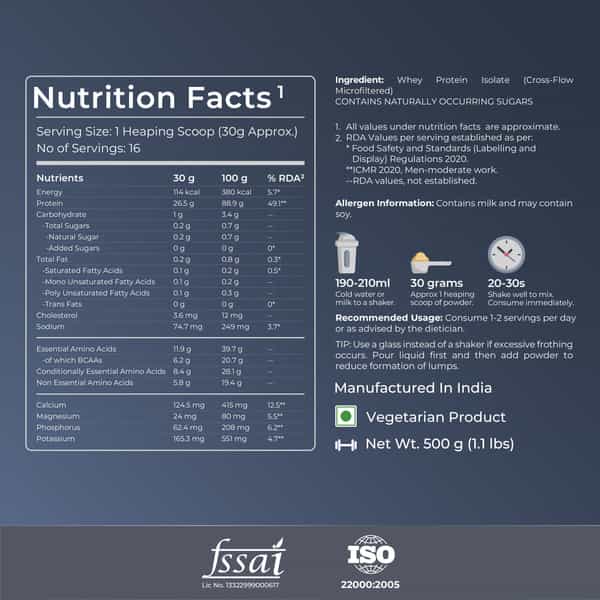 Nutrabay Pure 100% Whey Protein Isolate Unflavoured - 500G