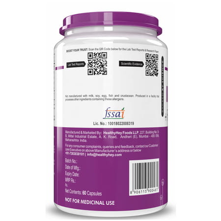 Healthyhey Iron Supplement For Men - With Vitamin B12 & Vitamin C 60 Veg Caps.