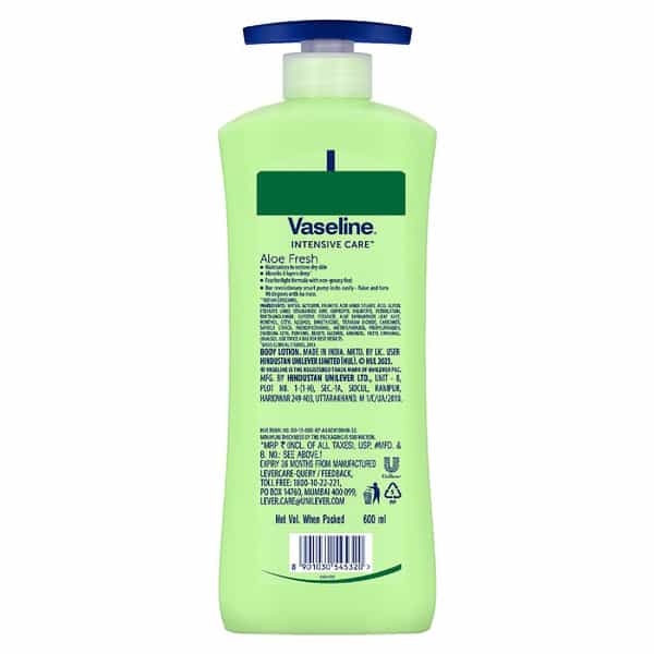 Vaseline Aloe Fresh Body Lotion | 24 Hr Long Lasting Moisturisation | 600Ml