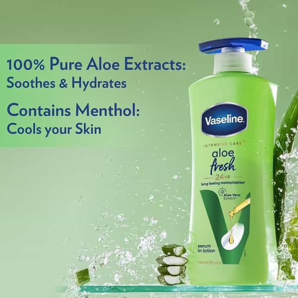 Vaseline Aloe Fresh Body Lotion | 24 Hr Long Lasting Moisturisation | 600Ml