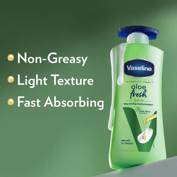 Vaseline Aloe Fresh Body Lotion | 24 Hr Long Lasting Moisturisation | 600Ml