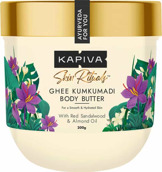Kapiva Ghee Kumkumadi Body Butter (200 G) | 100 Times Washed Ghee For 24 Hours Moisturization