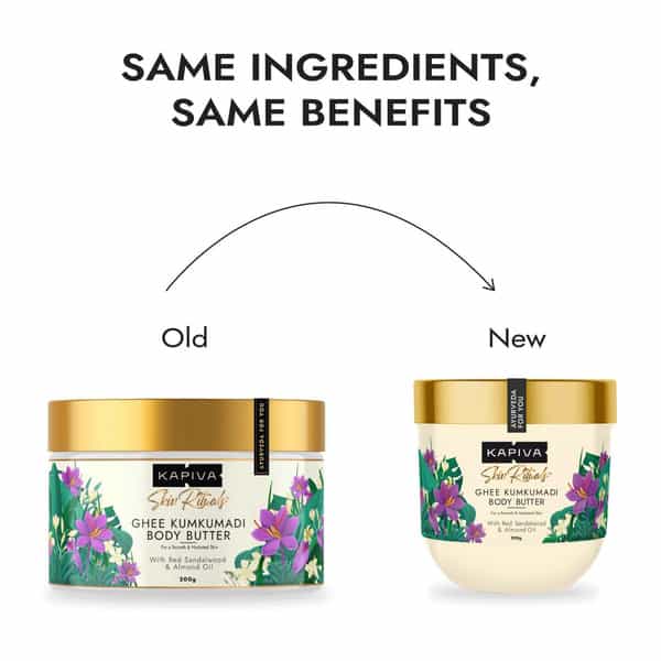 Kapiva Ghee Kumkumadi Body Butter (200 G) | 100 Times Washed Ghee For 24 Hours Moisturization