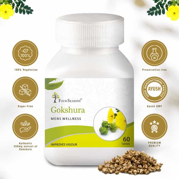 Four Seasons Gokshura Tablets, 60 Tabs | Boost Energy, Testosterone, Performance, Muscle, & Vigour