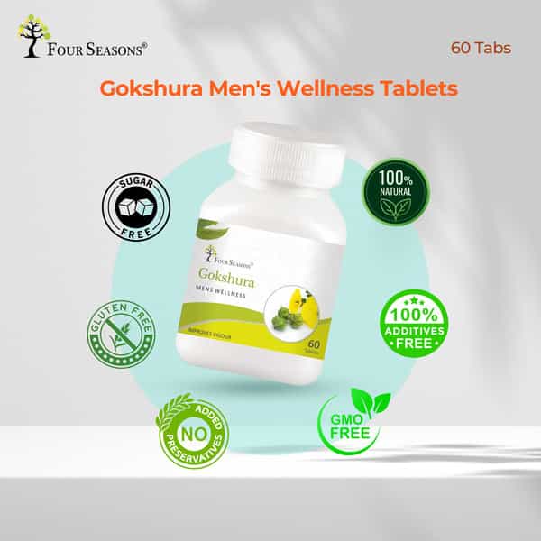 Four Seasons Gokshura Tablets, 60 Tabs | Boost Energy, Testosterone, Performance, Muscle, & Vigour