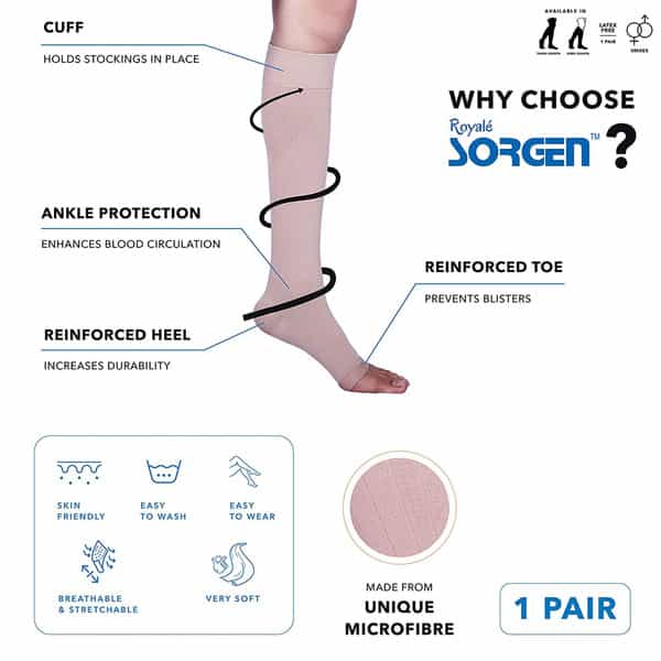 Sorgen Royale Soft Class Ii Varicose Veins Stockings Knee Length (Xxl)