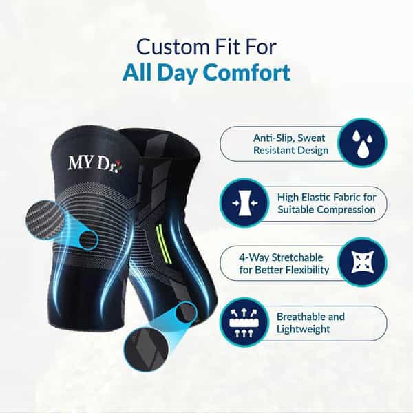 My Dr. Knee Cap (Pair) Size L Compression Knee Support Brace For Pain Relief | Support & Stability I