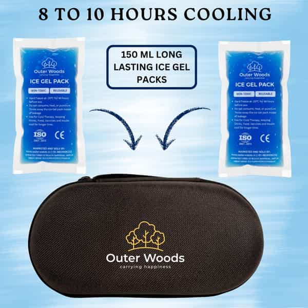 Outer Woods Insulin Cooler Bag Pro With 2 Ice Gel Packs | 8+ Hrs Cooling | Hard Case - Black