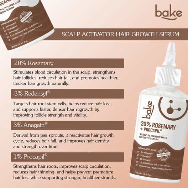 Bake 20% Rosemary & Procapil Hair Growth Serum For Stronger | Thicker Hair-200Ml