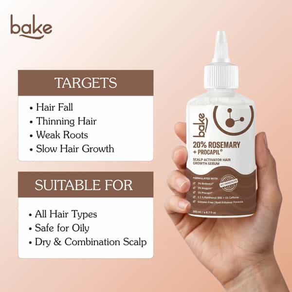 Bake 20% Rosemary & Procapil Hair Growth Serum For Stronger | Thicker Hair-200Ml