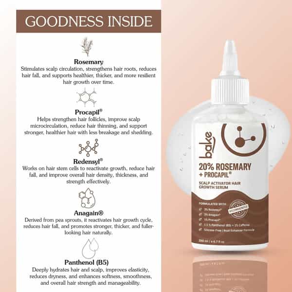 Bake 20% Rosemary & Procapil Hair Growth Serum For Stronger | Thicker Hair-200Ml