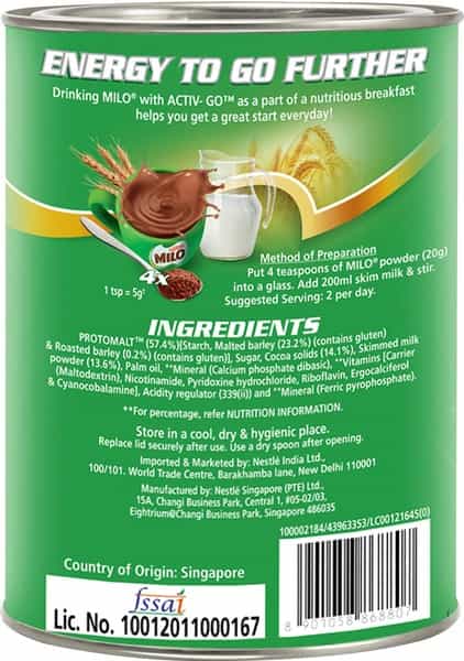 Nestle Milo Activ-Go Powder Health Drink - Chocolate Flavour Tin - 400Gm