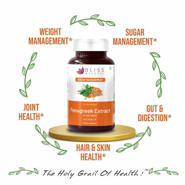 Bliss Welness Fenugreek 3X Saponins For Weight & Sugar Management Supplement|Unisex|60 Capsules