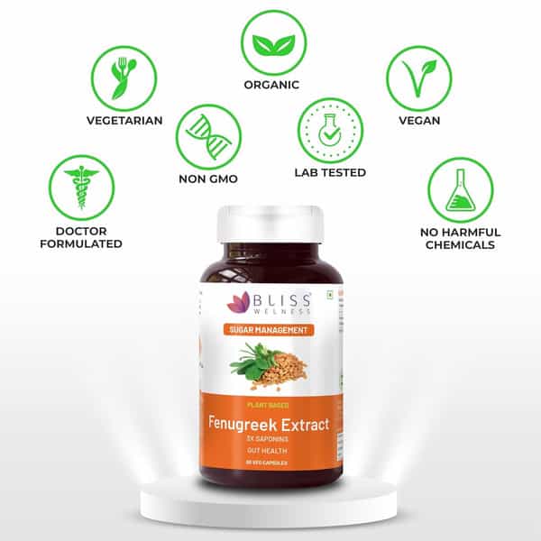 Bliss Welness Fenugreek 3X Saponins For Weight & Sugar Management Supplement|Unisex|60 Capsules