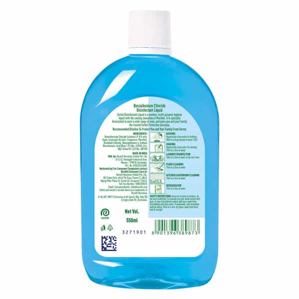 Dettol Liquid Disinfectant - Personal Hygiene Surface Disinfectant Floor Cleaner Menthol Cool 550Ml
