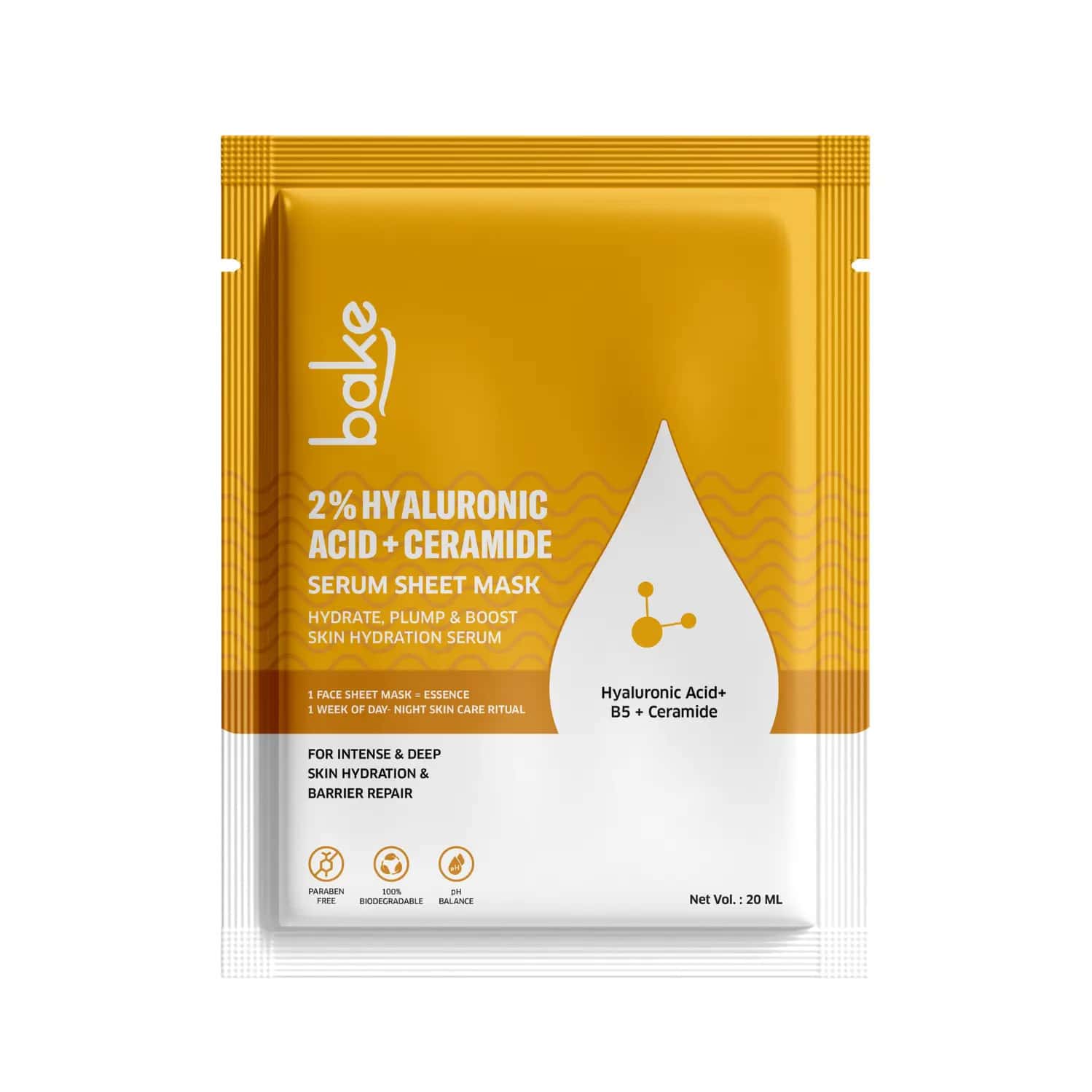 Bake 2% Hyaluronic Acid + Ceramide Sheet Mask For Dry Skin