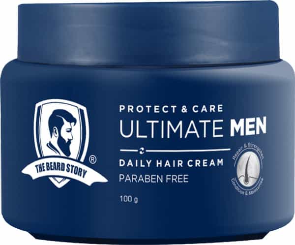 The Beard Story Paraben Free Protect Care Ultimate Men Daily Hair Cream With Vit E | Anti Frizz 100G