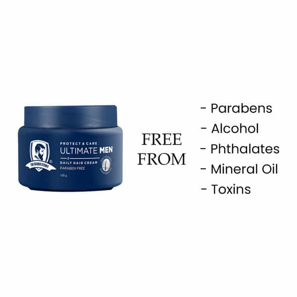 The Beard Story Paraben Free Protect Care Ultimate Men Daily Hair Cream With Vit E | Anti Frizz 100G