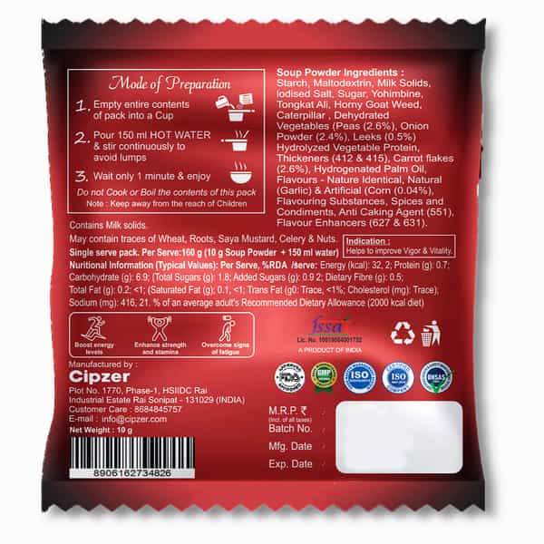 Cipzer Wild Horse Plus Mixed Vegetable Men Wellness Soup For Energy Stamina & Confidence 10 Gm