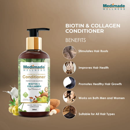 Medimade Volumizing And Thickening Hair Conditioner With Biotin & Collagen - 300 Ml X 2